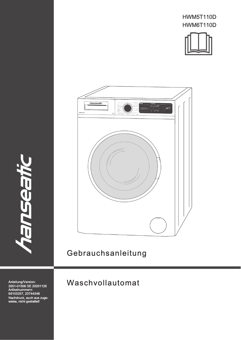 Page 1 de la notice Manuel utilisateur Hanseatic HWM6T110D