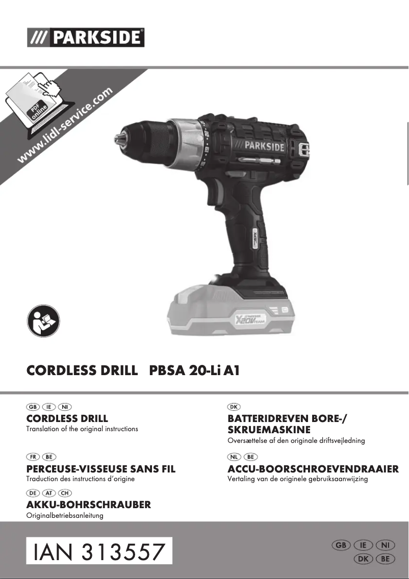 Image de la première page du manuel de l'appareil PBSA 20-Li A1