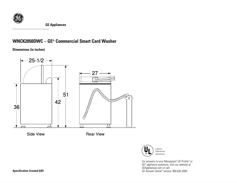 Page n°1 - Manuel utilisateur GE WNCK2050DWC