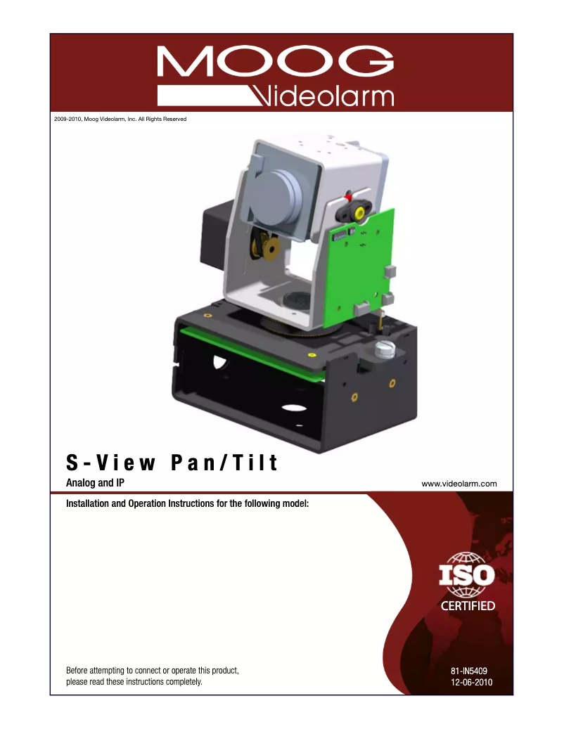 Page n°1 - Manuel utilisateur Moog Videolarm PFD7T12N-3