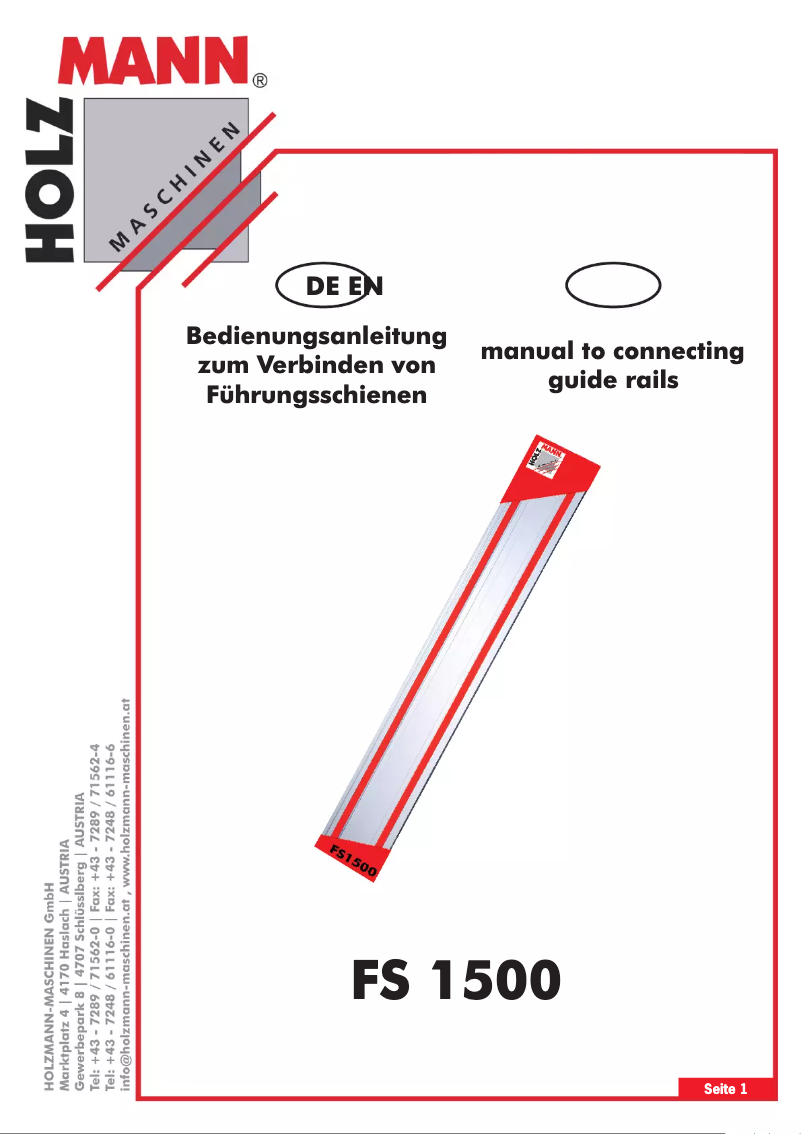Page n°1 - Manuel utilisateur Holzmann FS 1500