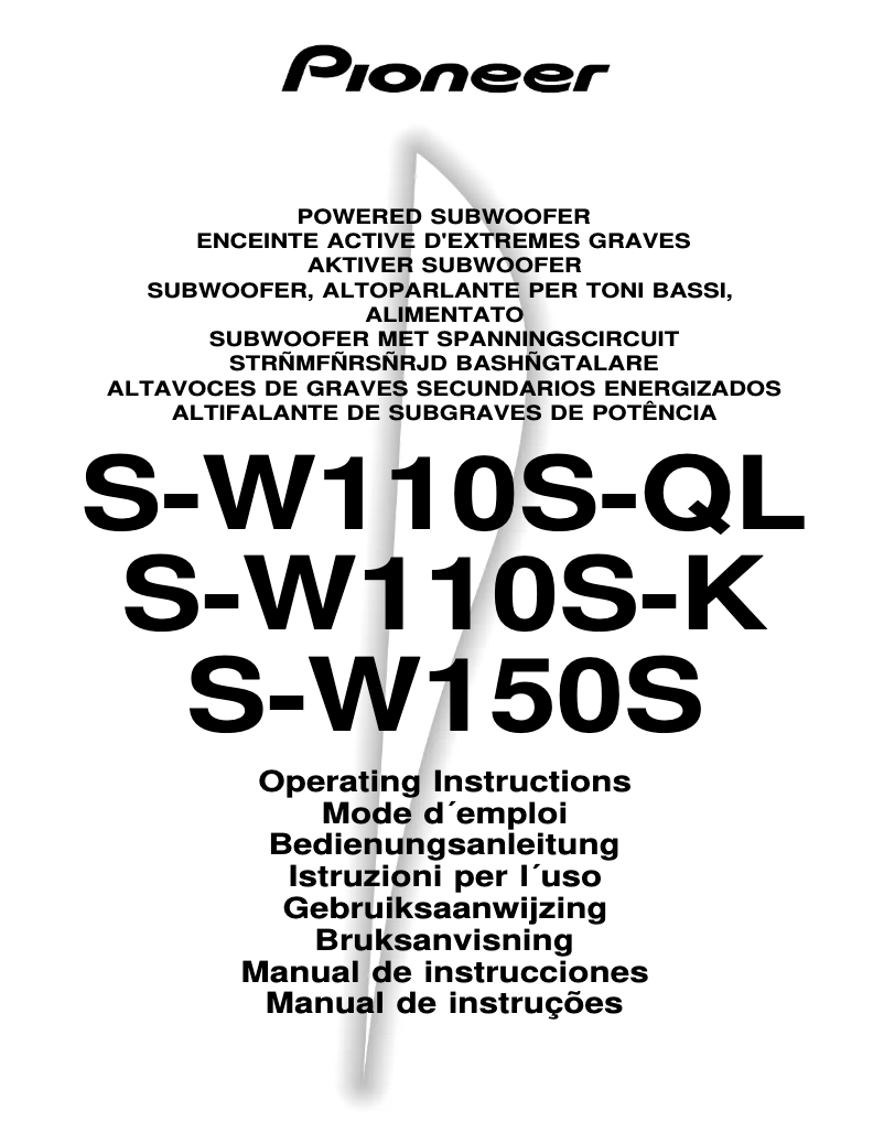 Page 1 of the manual User Manual Pioneer S-W110S-QL
