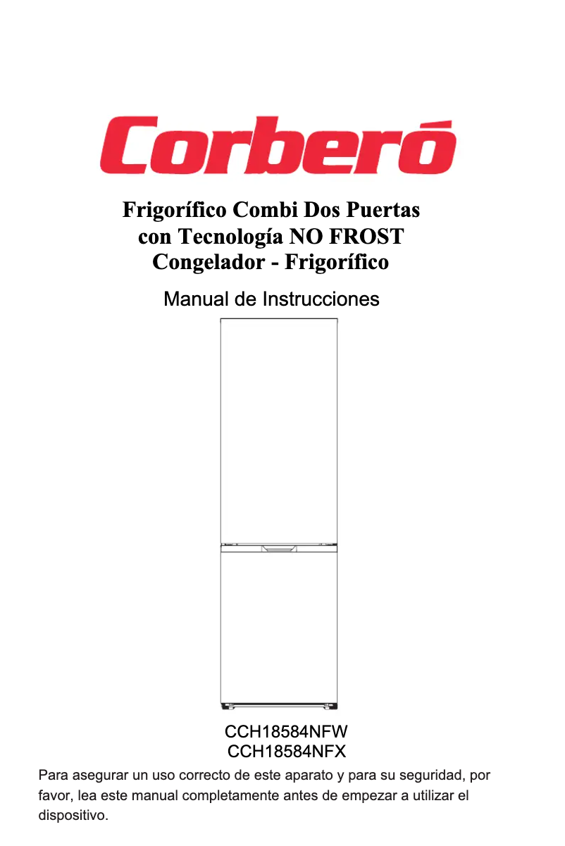 Page 1 de la notice Manuel utilisateur Corbero CCH18584NFW