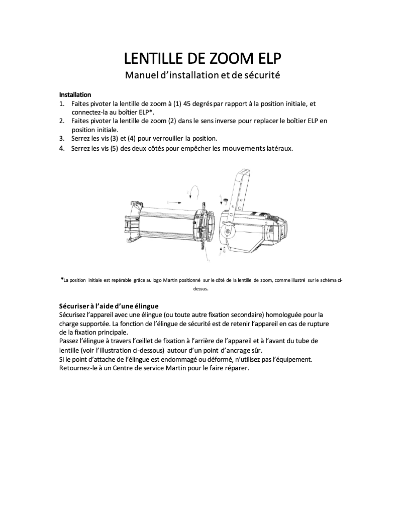 Image de la première page du manuel de l'appareil ELP Zoom Lens