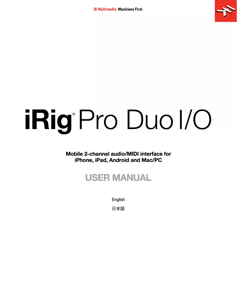 Página 1 del manual Manual de usuario IK Multimedia iRig Pro Duo I/O