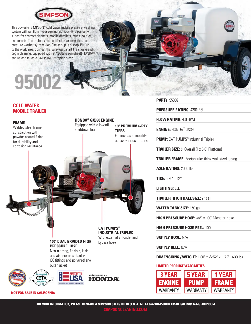 Page 1 de la notice Fiche technique Simpson 95002