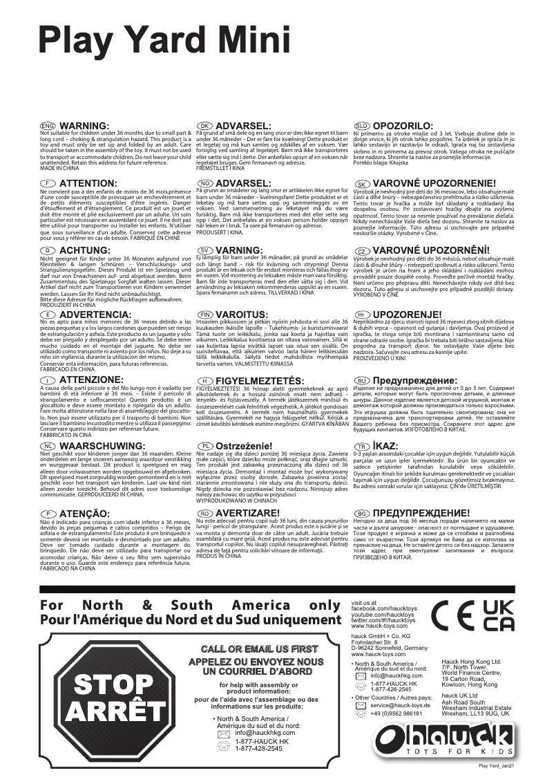 Page 1 de la notice Manuel utilisateur Hauck Play Yard Mini