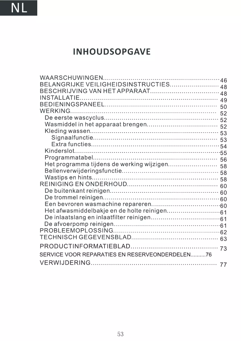 Page 1 de la notice Manuel utilisateur Proline FP6120WHEU