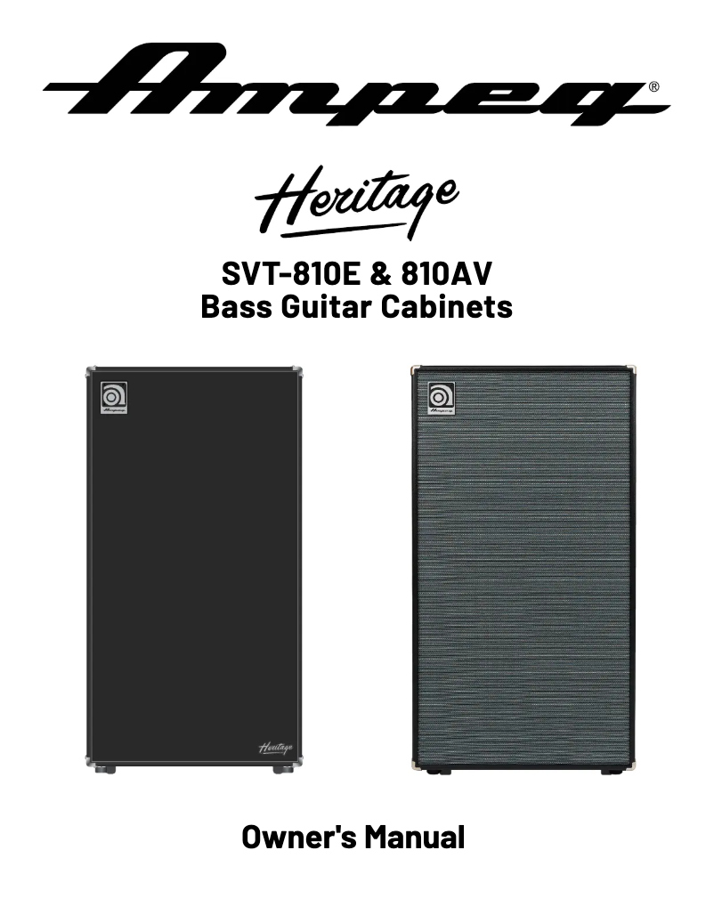 Page 1 de la notice Manuel utilisateur Ampeg SVT-810AV