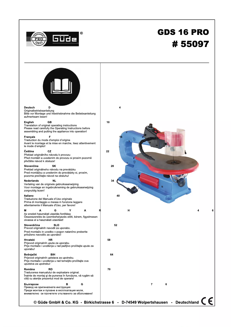 Page n°1 - Manuel utilisateur Güde GDS 16 PRO