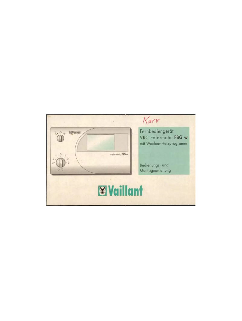 Page n°1 - Manuel utilisateur Vaillant FBG W