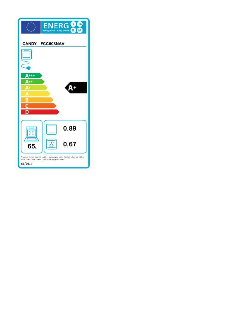 Page n°1 - Label énergétique Candy FCC603NAV