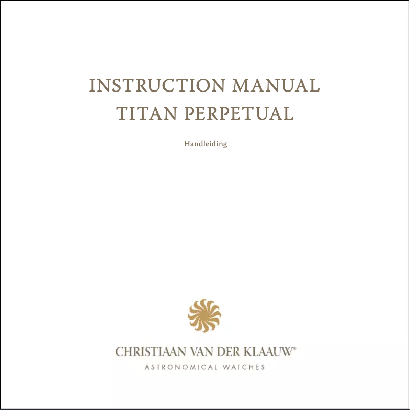 Page n°1 - Manuel utilisateur Christiaan van der Klaauw Titan Perpetual CKTT3324