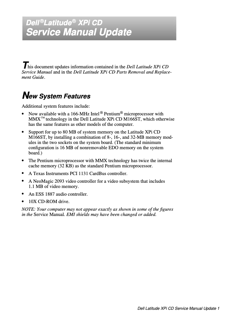 Page 1 de la notice Manuel utilisateur Dell Latitude Xpi