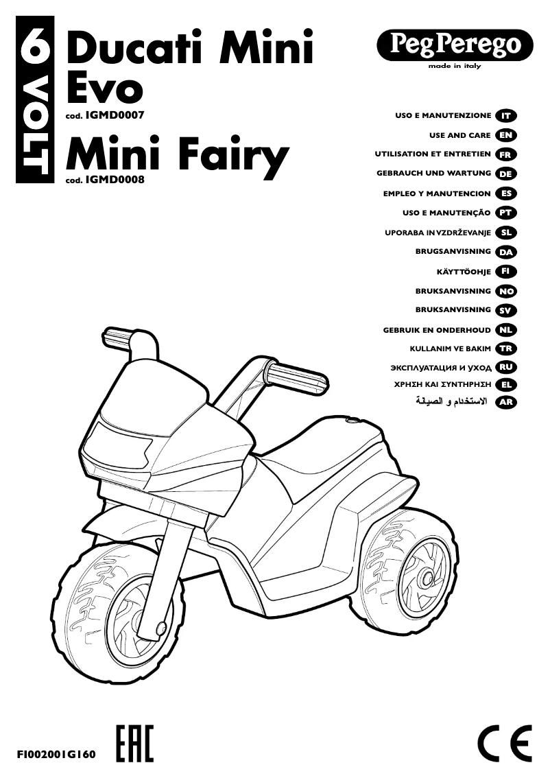 Page 1 de la notice Manuel utilisateur Peg Perego Ducati Mini Evo