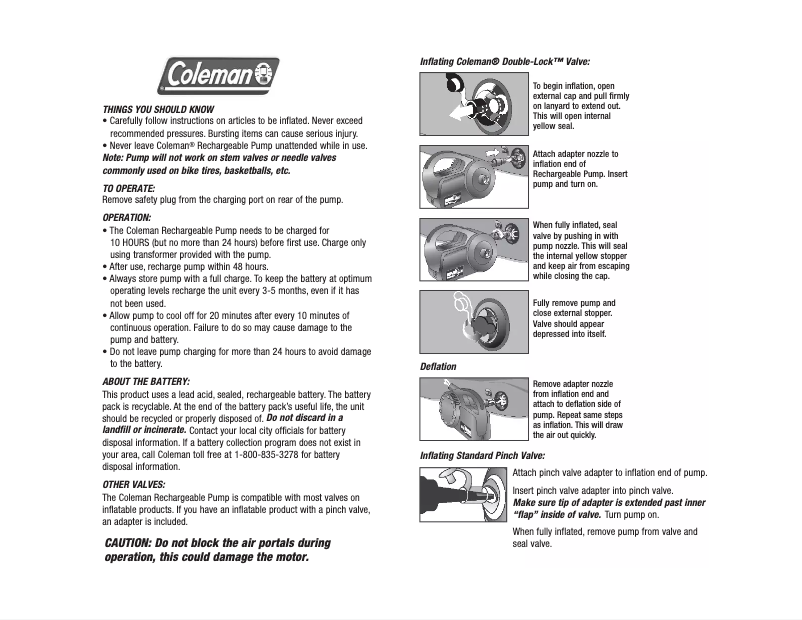 Page 1 de la notice Manuel utilisateur Coleman QuickPump