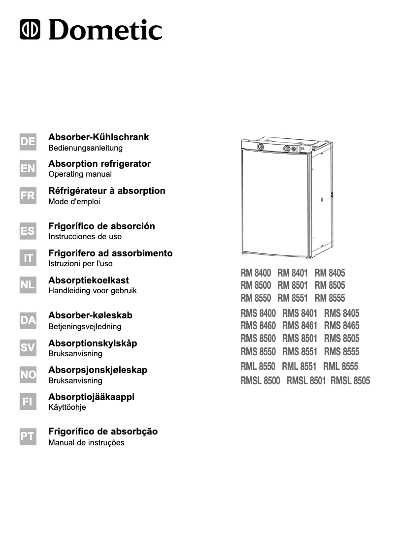 Page n°1 - Manuel utilisateur Dometic RMSL 8500
