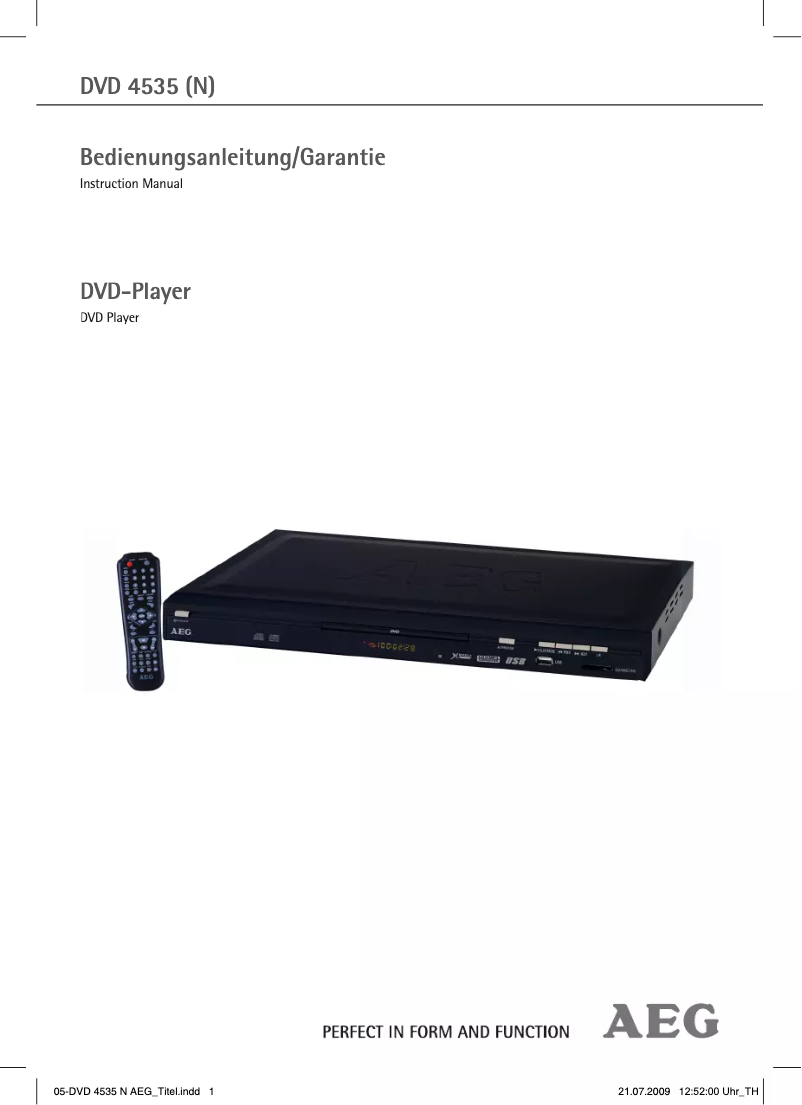 Page n°1 - Manuel utilisateur AEG DVD 4535