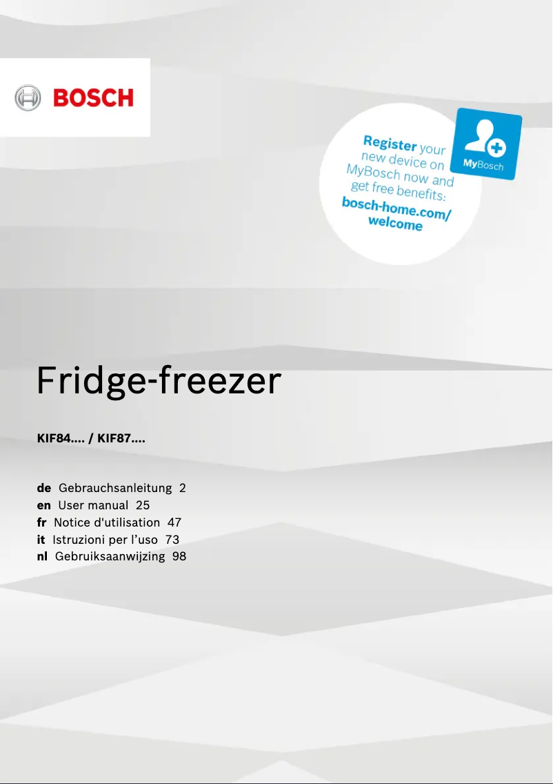 Página 1 del manual Manual de usuario Bosch KIF84PF30