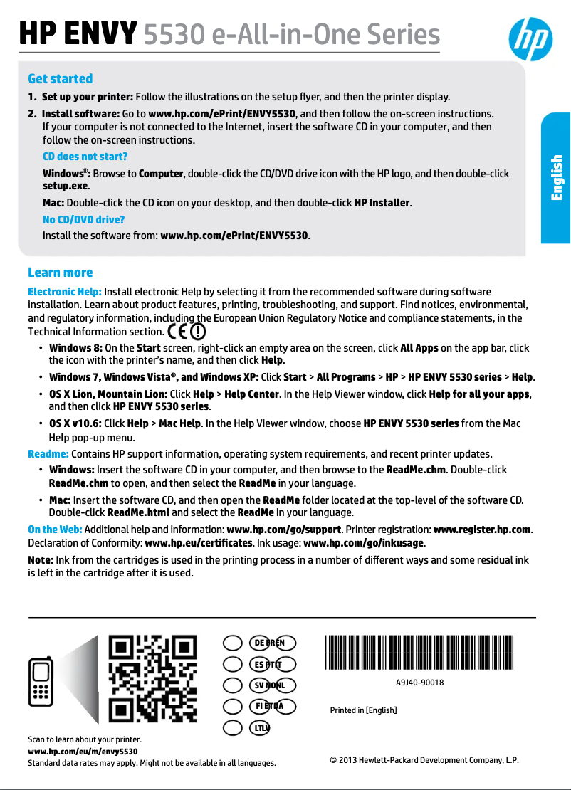 Page n°1 - Manuel utilisateur HP ENVY 5532