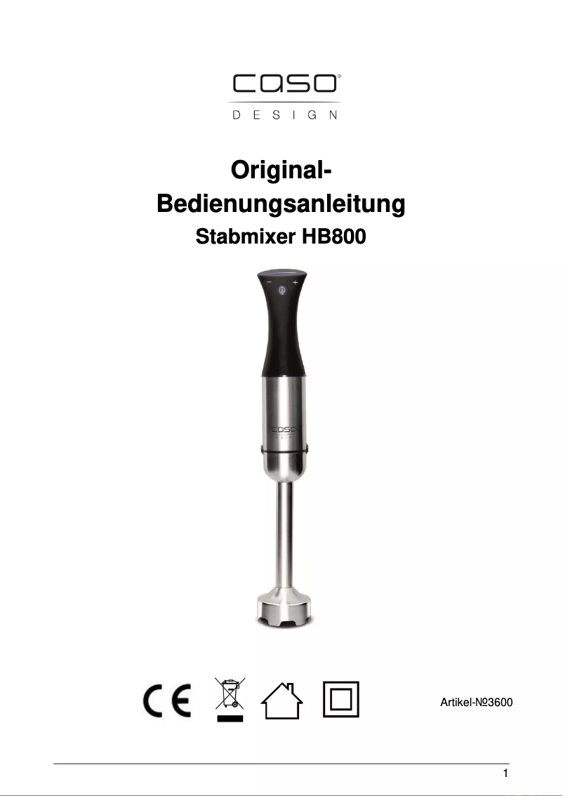 Page 1 de la notice Manuel utilisateur Caso HB800