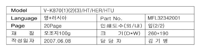 Page n°1 - Manuel utilisateur LG V-K8701HTU