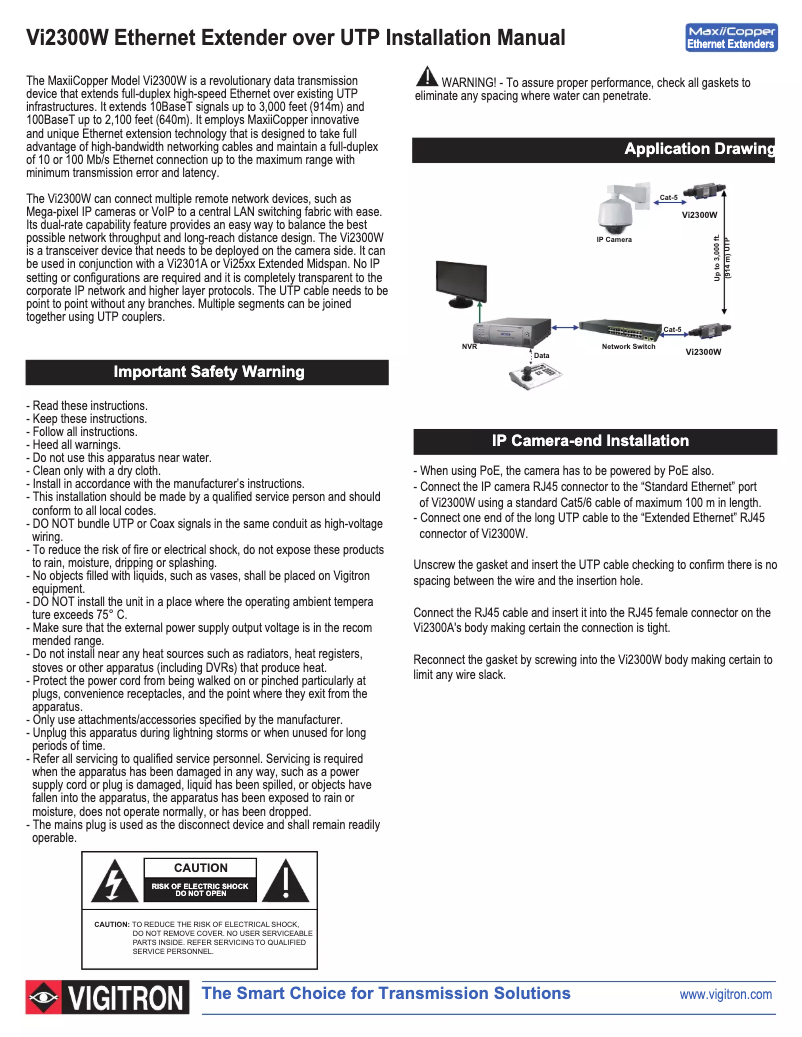 Page n°1 - Manuel utilisateur Barox VI-UTP-2300W