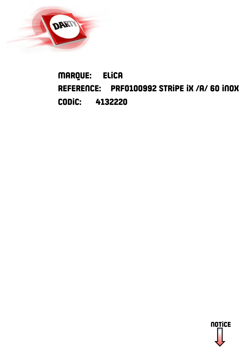 Page 1 de la notice Manuel utilisateur Elica STRIPE PRF0100992C