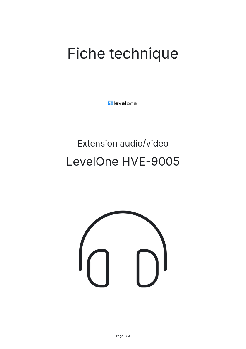 Page n°1 - Fiche technique LevelOne HVE-9005