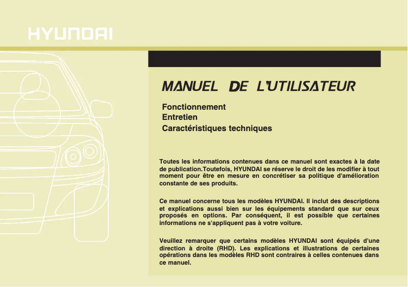 Page 1 de la notice Manuel utilisateur Hyundai Elantra (2011)