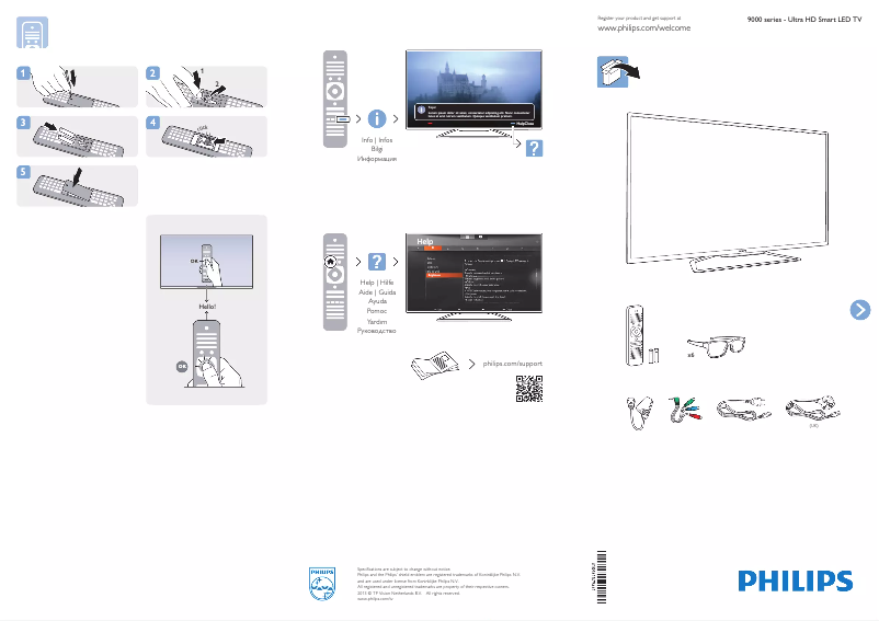Page 1 de la notice Guide de démarrage rapide Philips 65PFL9708S