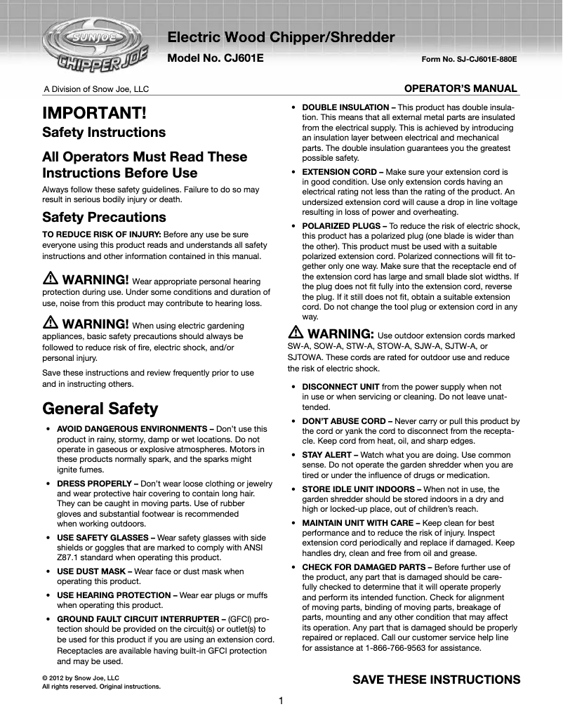 Image de la première page du manuel de l'appareil CJ601E