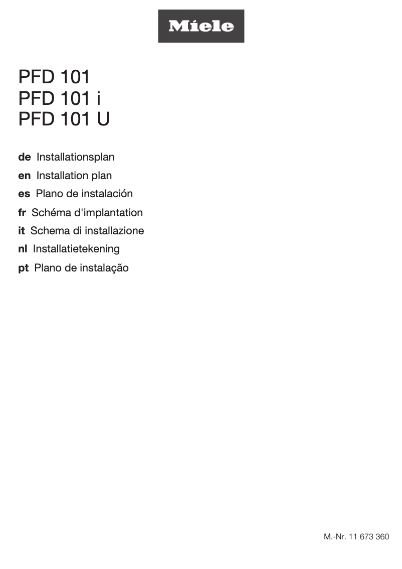 Page 1 de la notice Guide d'installation Miele PFD 101 U