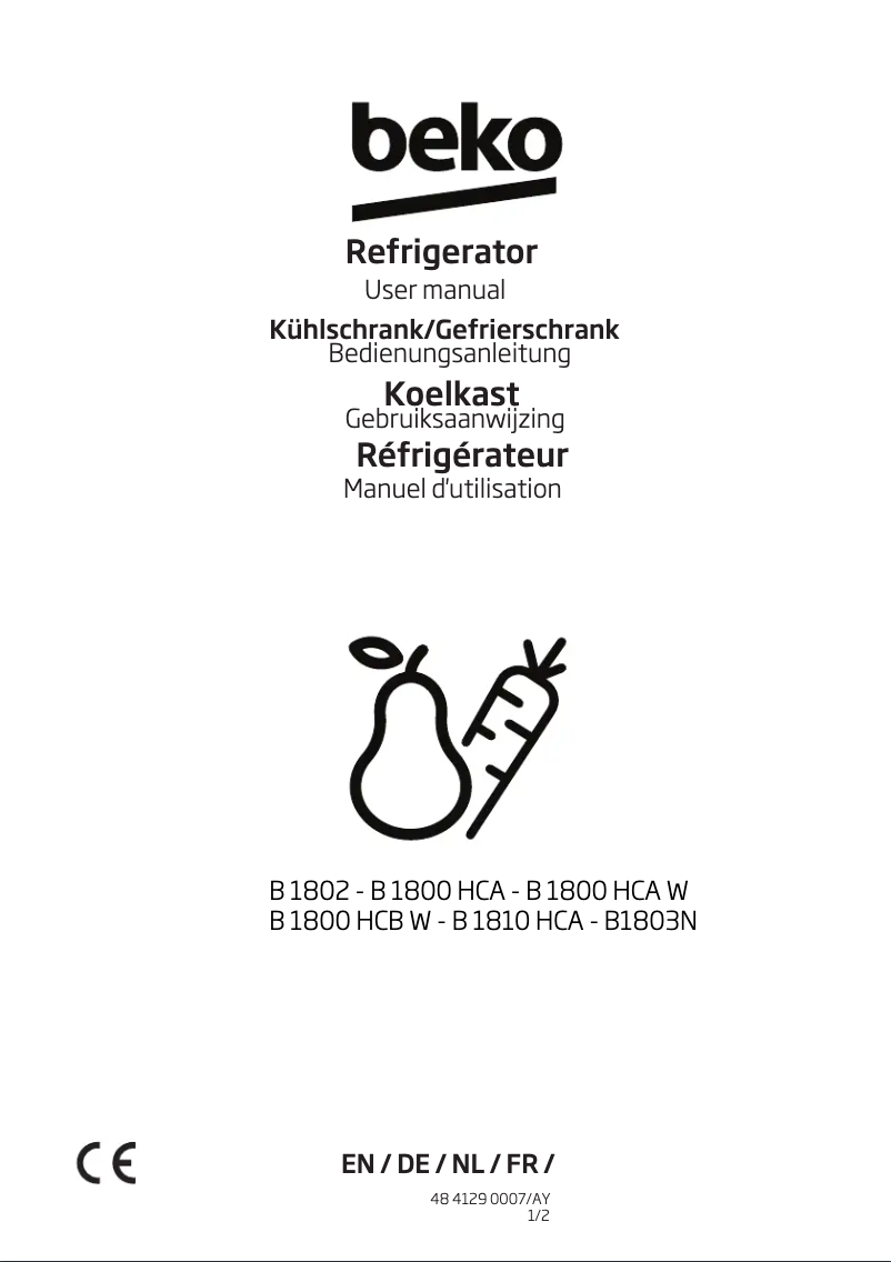Page n°1 - Label énergétique Beko B1803N