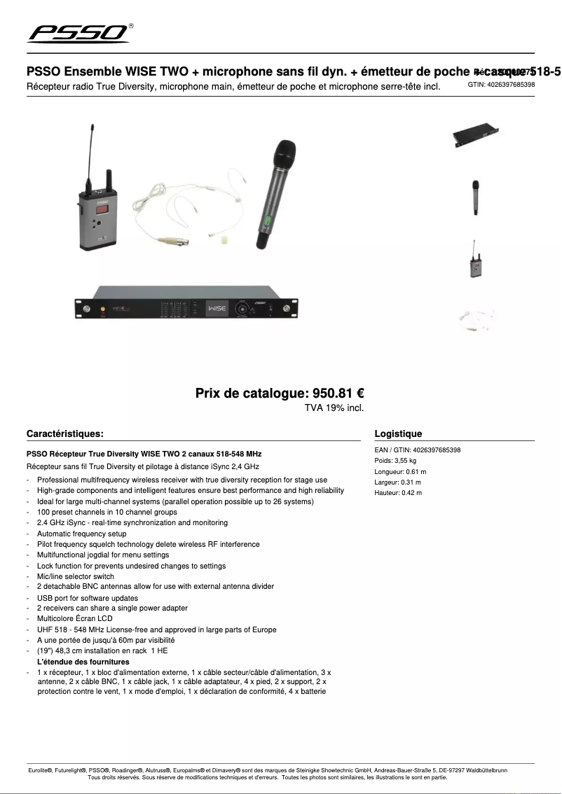 Página 1 del manual Ficha técnica PSSO WISE 518-548