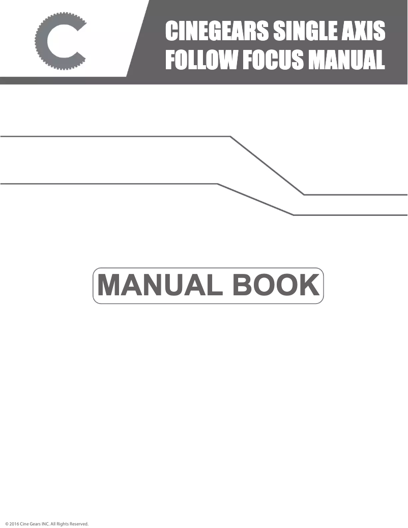 Page 1 de la notice Manuel utilisateur Cinegears Single Axis