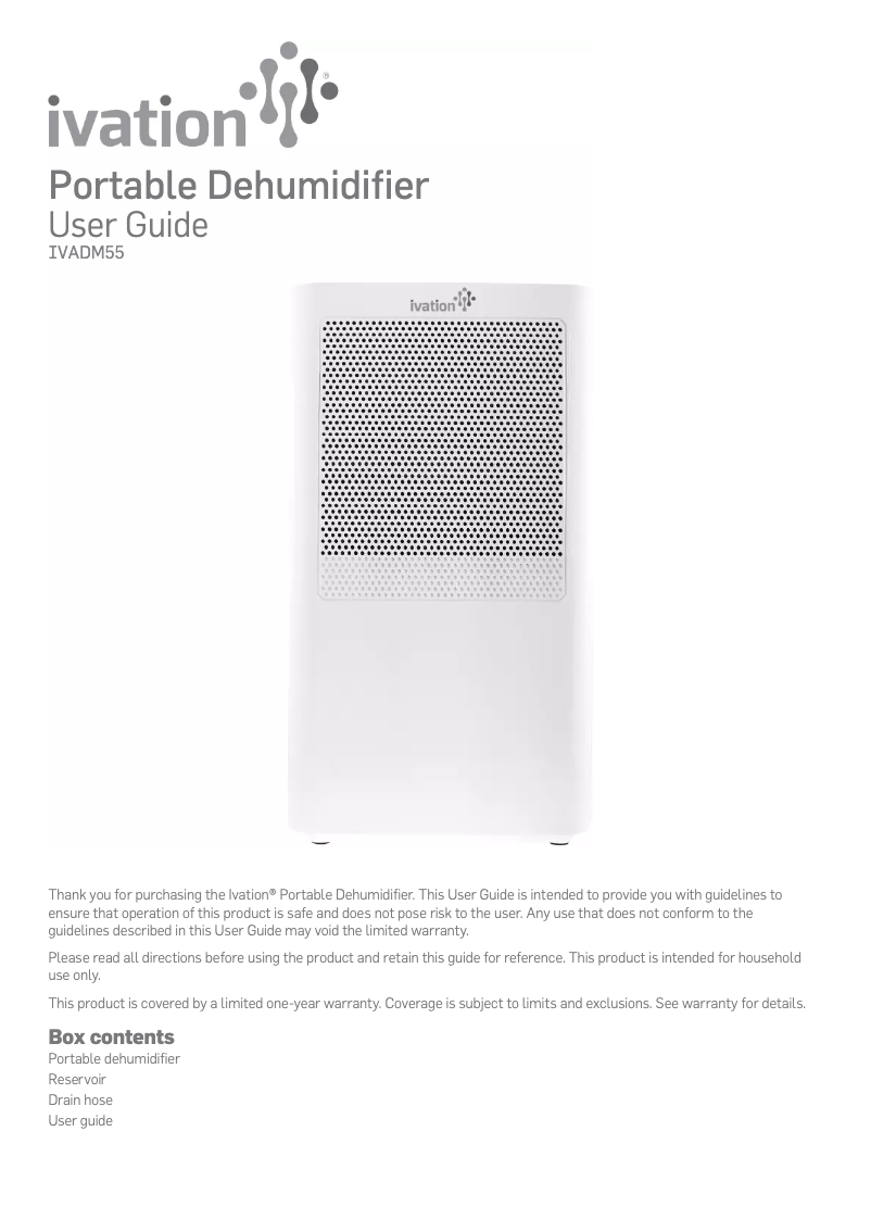 Page 1 de la notice Manuel utilisateur Ivation IVADM55