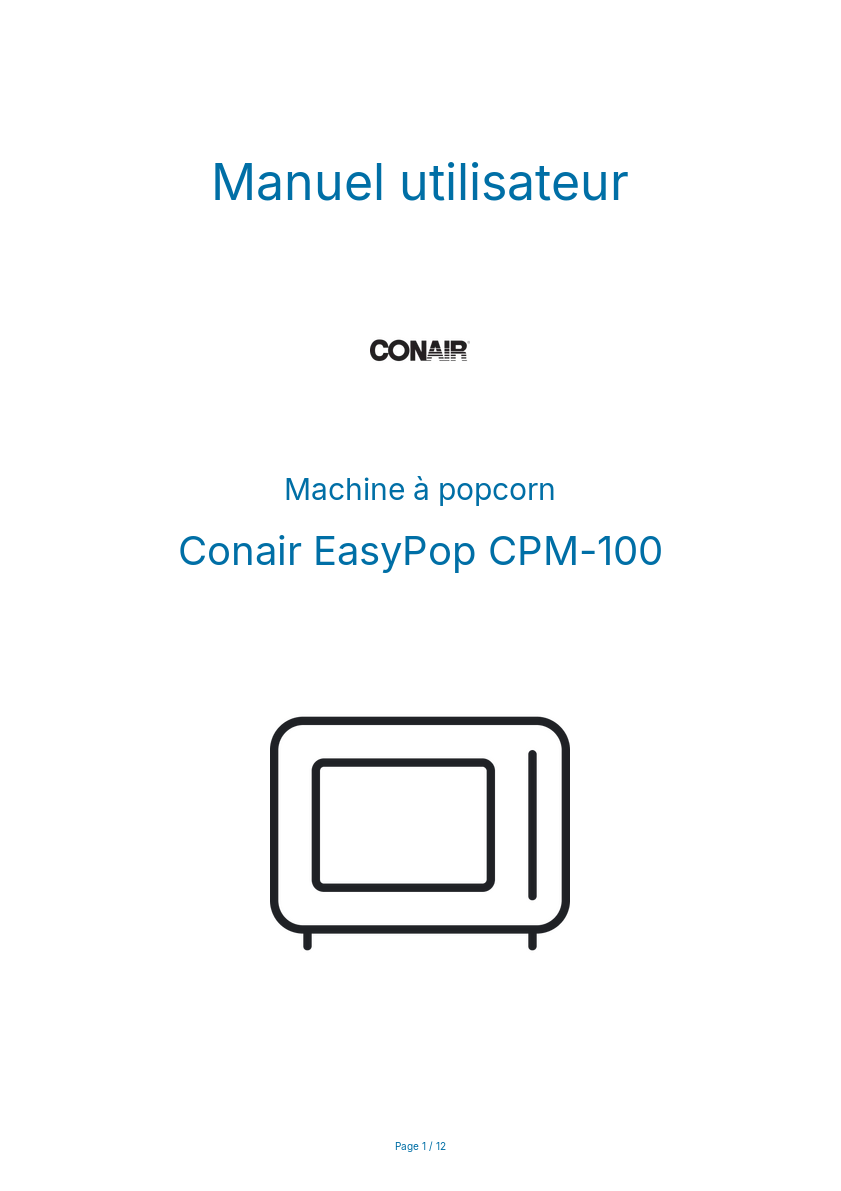 Image de la première page du manuel de l'appareil EasyPop CPM-100