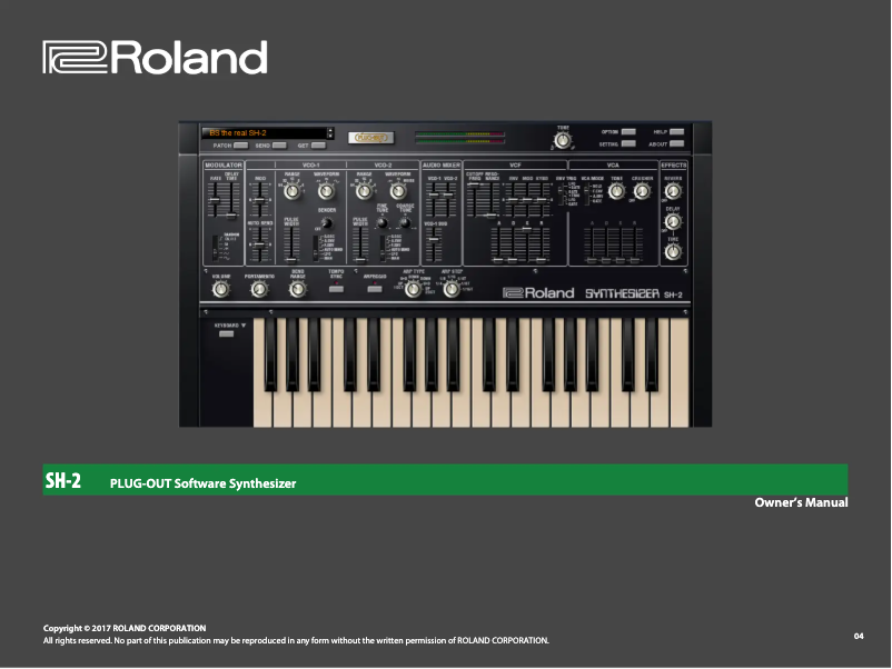 Page 1 de la notice Manuel utilisateur Roland PLUG-OUT SH-2