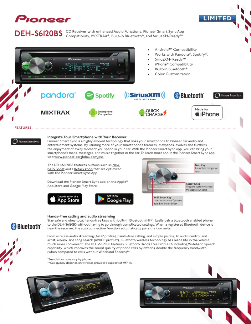 Page 1 de la notice Brochure Pioneer DEH-S6120BS