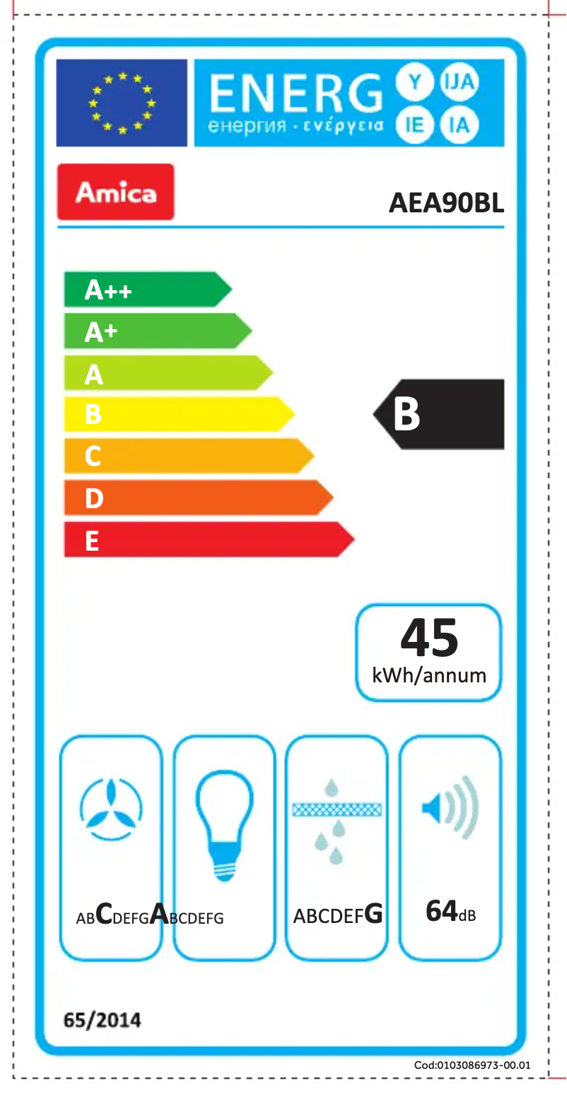 Page n°1 - Label énergétique Amica AEA90BL