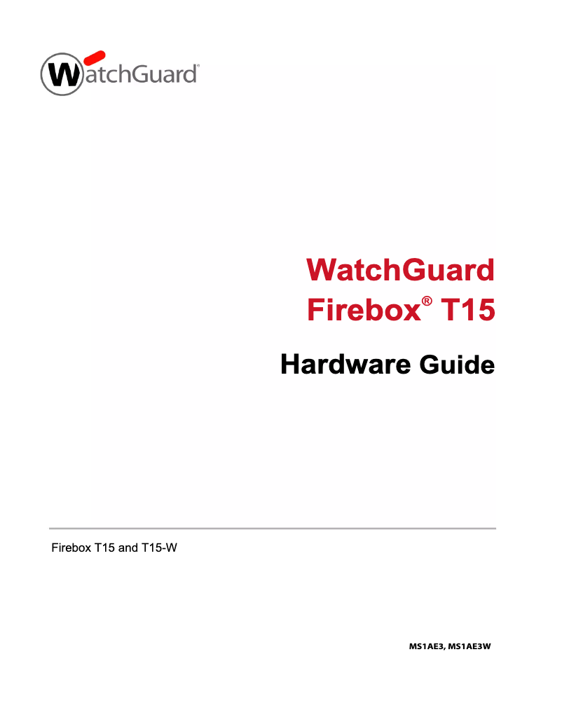 Page 1 de la notice Manuel utilisateur WatchGuard Firebox T15-W