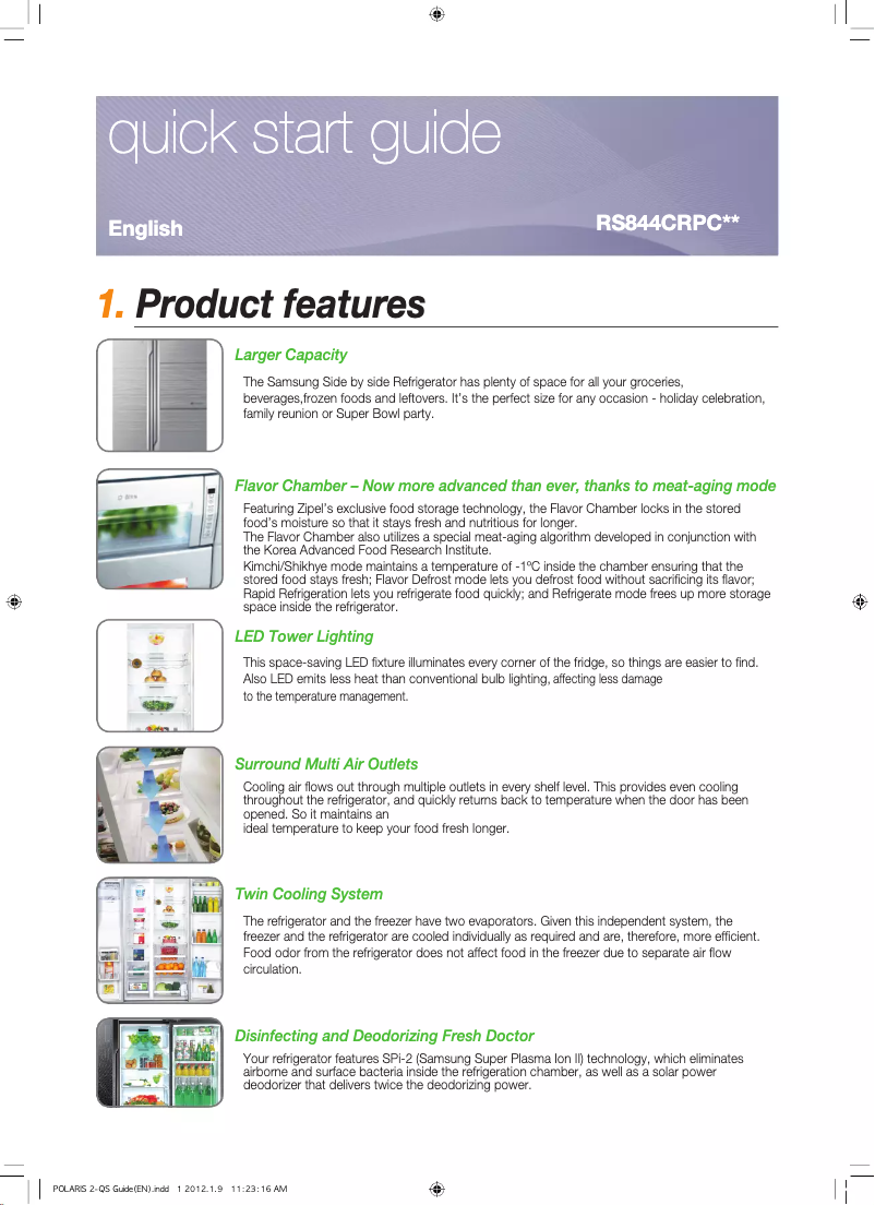 Página 1 del manual Guía de instalación Samsung RS844CRPC5A