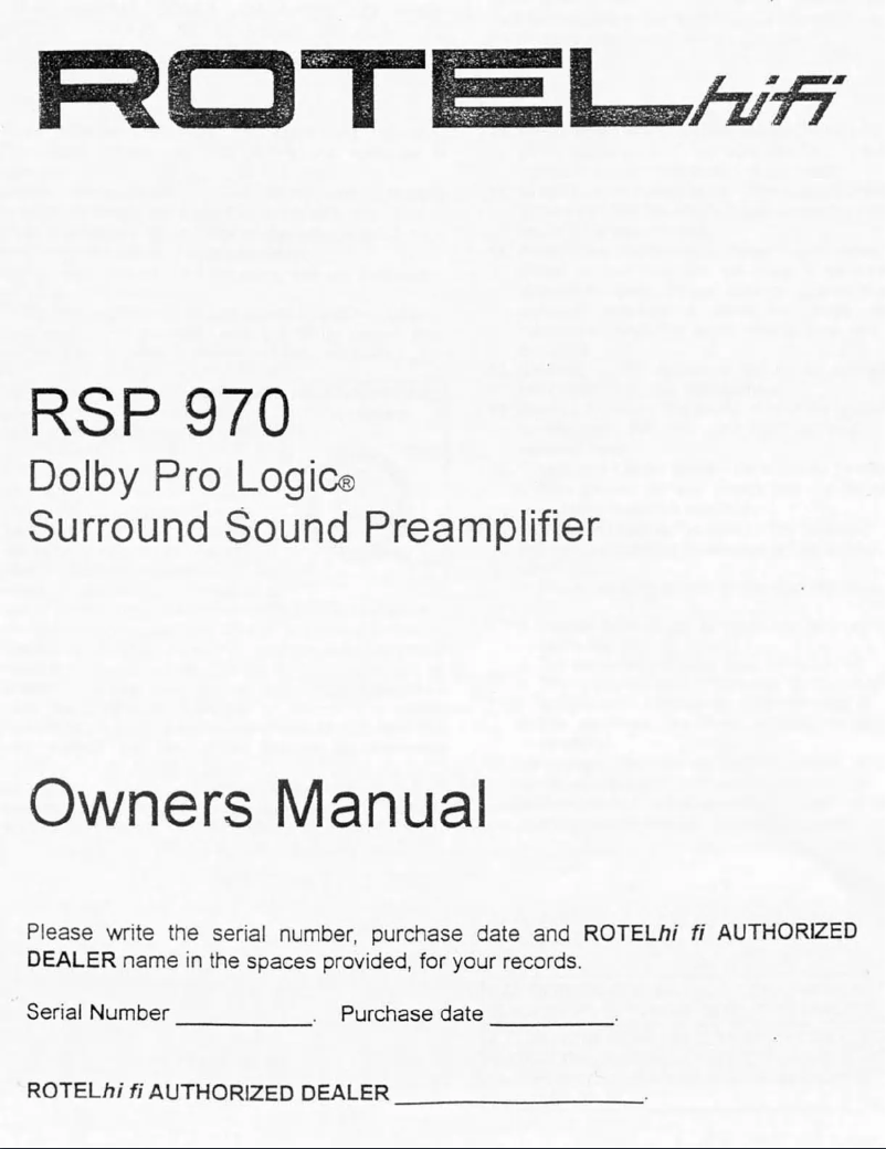 Image de la première page du manuel de l'appareil RSP-970