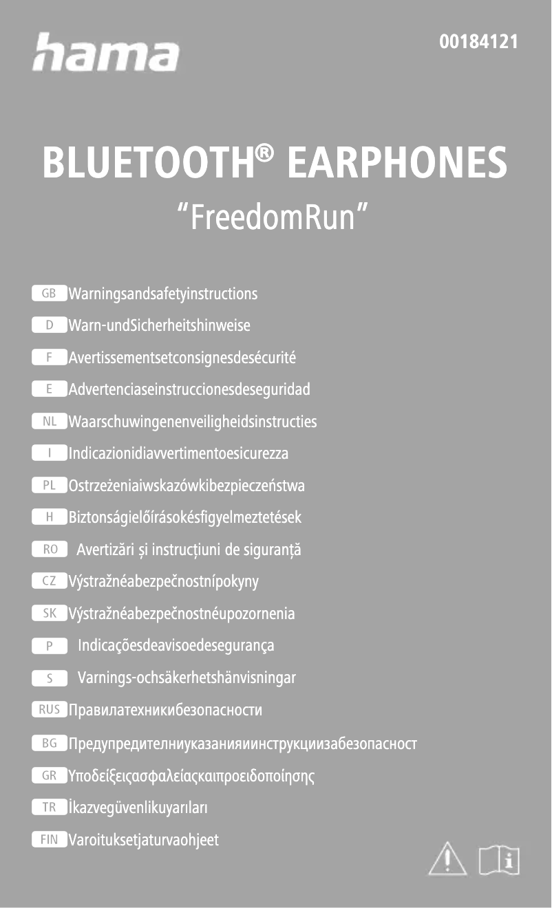 Página 1 del manual Instrucciones de seguridad Hama Freedom Run 00184121