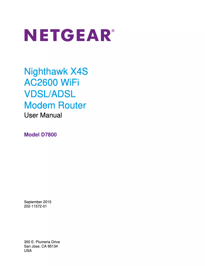 Page 1 de la notice Manuel utilisateur Netgear D7800