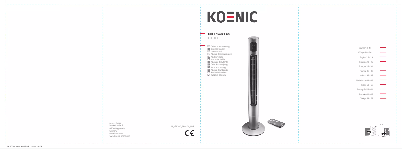 Page 1 de la notice Manuel utilisateur Koenic KTF 100