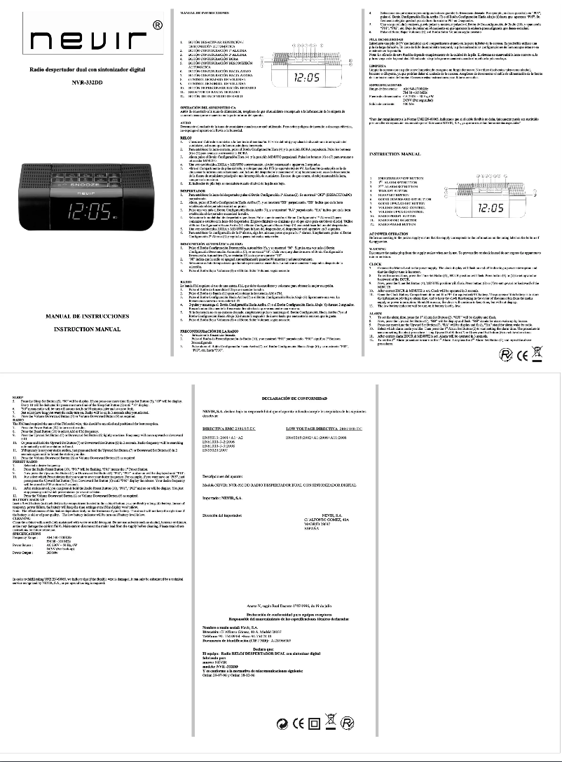 Page n°1 - Manuel utilisateur Nevir NVR-332