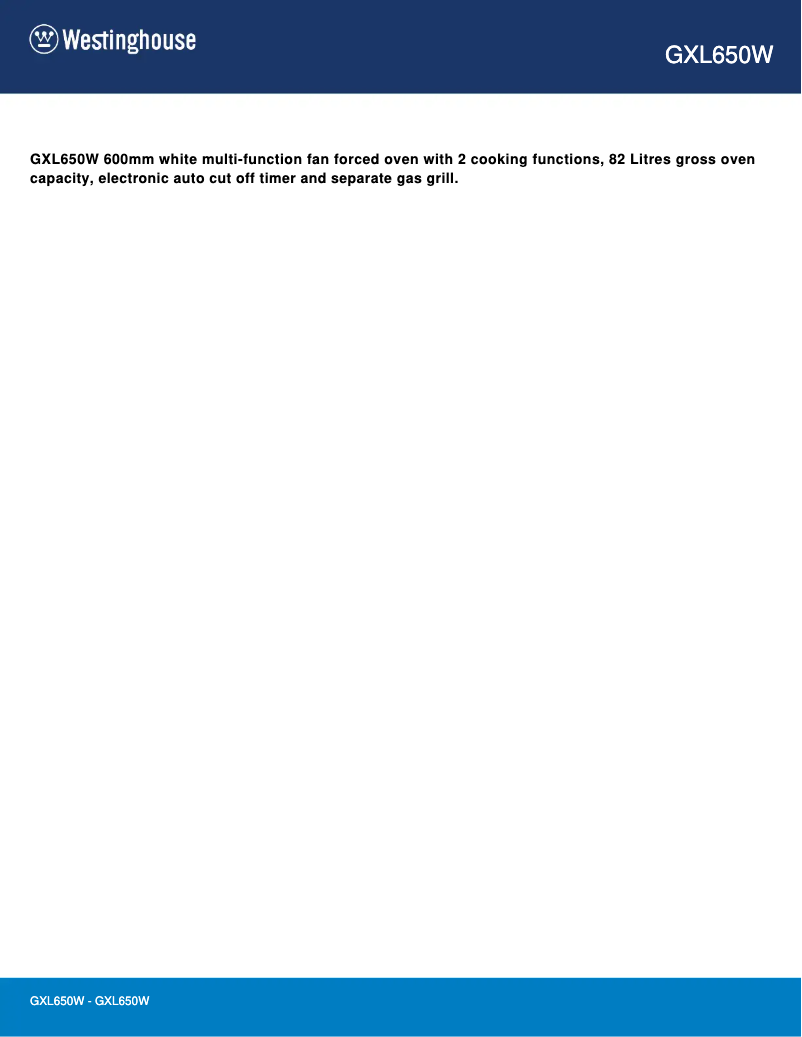 Image de la première page du manuel de l'appareil GXL650W