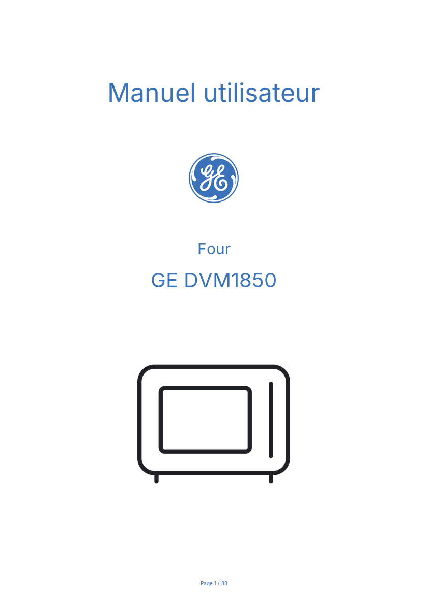 Page n°1 - Manuel utilisateur GE DVM1850